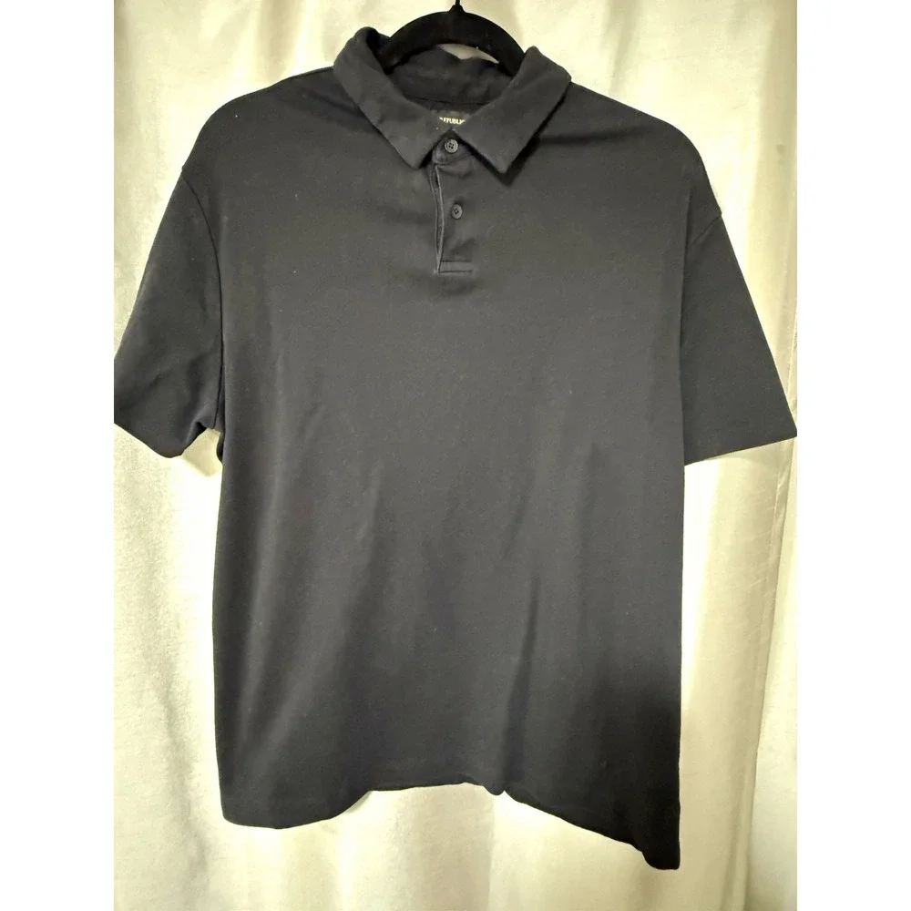 Banana Republic Men's Black L Short Sleeve Polo Shirt Solid Collared Button